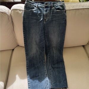 Express Dark Blue High Rise Straight Leg Jeans